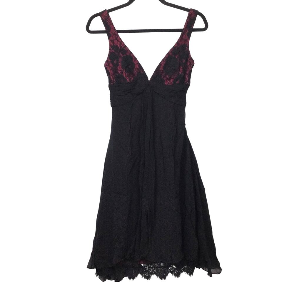 Lace Whimsy Goth Victorian Romantic Ruched  Empire Waist Gauze Split Overlay XS